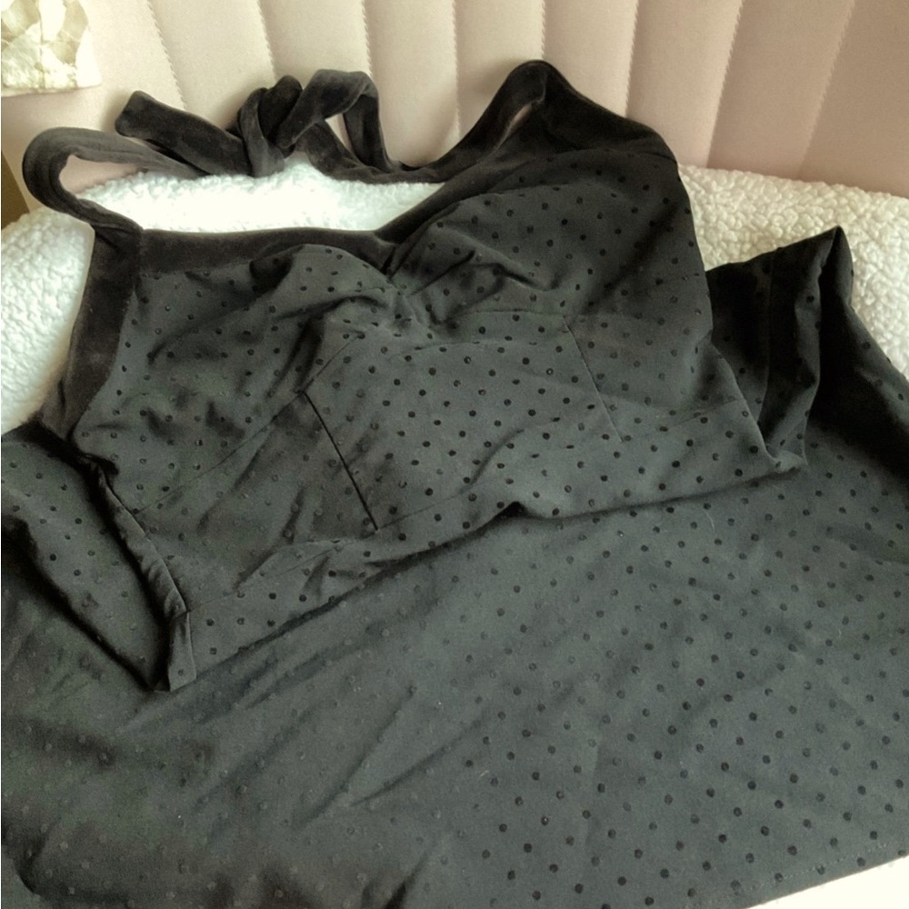 Y2K black polka-dot dress